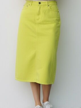 J. Crew Bright Yellow Denim Pencil Skirt- Size 32